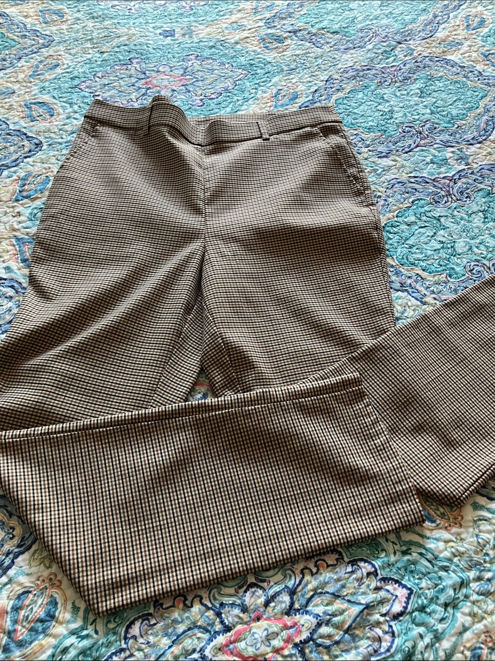 Rafaella Straight Leg Pants - Brown/Black Houndstooth